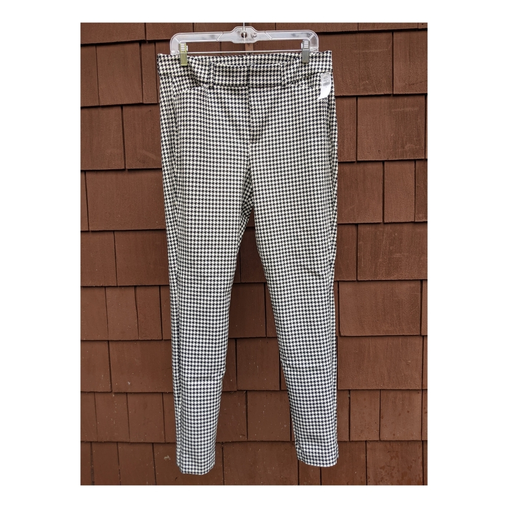 NWT Old Navy high rise black white houndstooth pixie skinny 12
